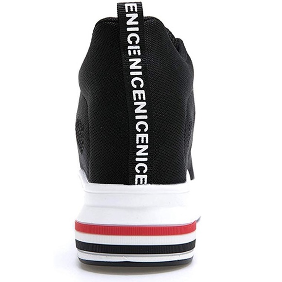 Black Knit Platform Hidden Wedges Sneaker - Picture 7 of 7